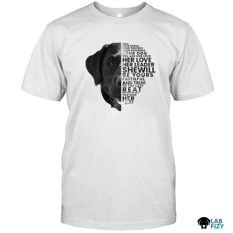 50+ Thoughtful Birthday Gift Ideas For Husband 2026 4 She is Your Friend Your Partner Your Defender Your Dog Labrador Dogs Shirt